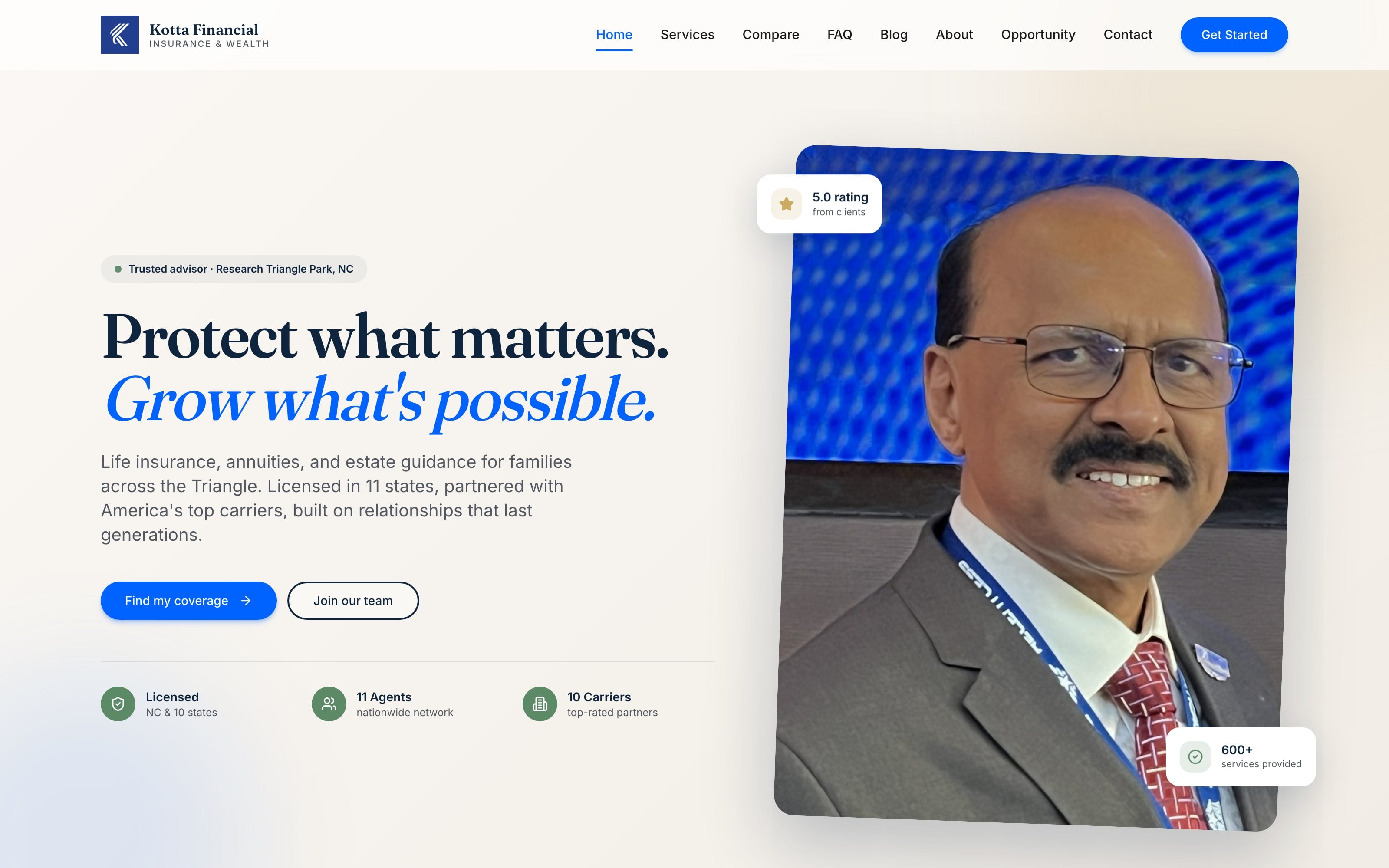 Screenshot of the Kotta Finserv website by SummitPages